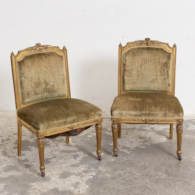 Lot 41 - Pair of French Carved and Gilded Side Chairs