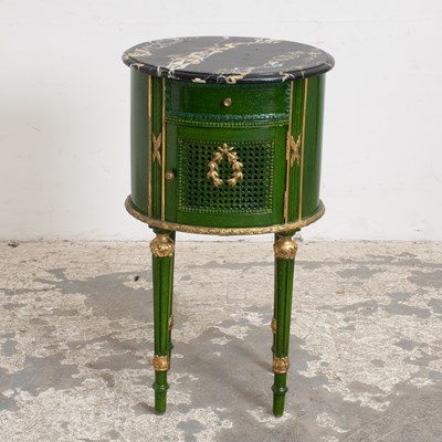 Lot 37 - Louis XVI Style Green Paint and Partial Gilt Oval Side Table