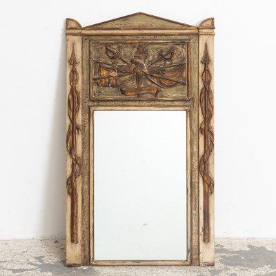 Lot 59 - Louis XVI Style Carved Painted Trumeau Mirror