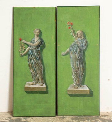 Lot 46 - Pair of Painted Roman Figural Panels