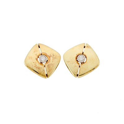 Lot 1091 - La Triomphe Pair of Gold and Diamond Earclips
