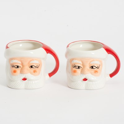 Lot 7 - Pair of Santa Head Form Mugs