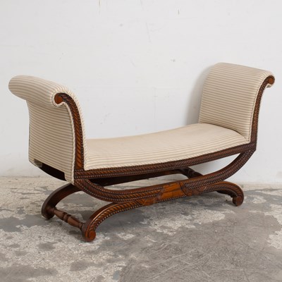 Lot 70 - French Empire Style Carved Mahogany Upholstered Bench