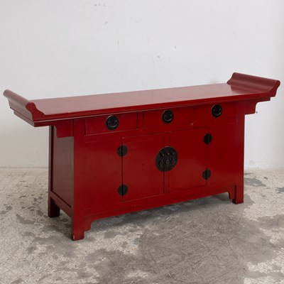 Lot 95 - Asian Style Red Lacquer Console