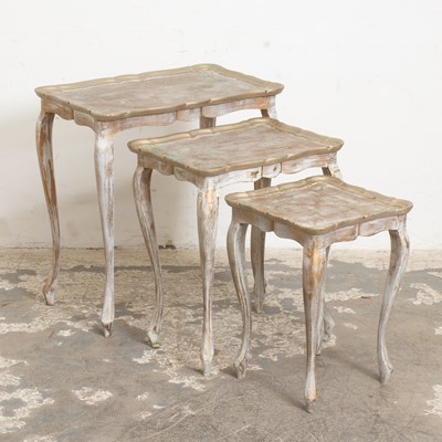 Lot 104 - Set of Three Rococo Style Painted Nesting Tables