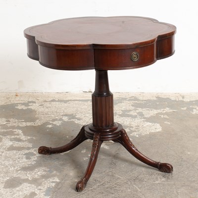 Lot 192 - Lobed Mahogany Side Table with Leather Inset Top