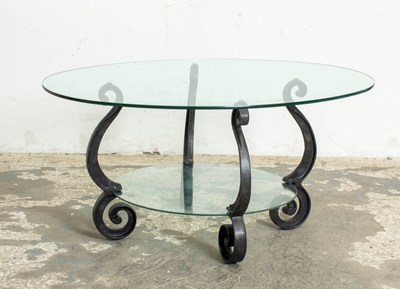 Lot 112 - Two-Tier Metal and Glass Coffee Table
