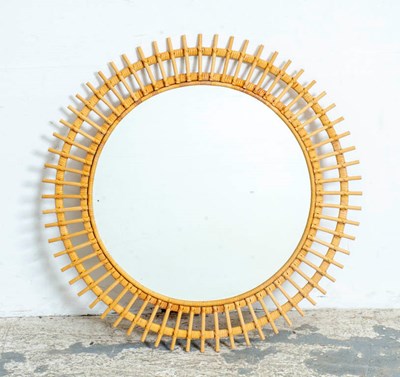 Lot 383 - Mid Century Modern Circular Rattan Mirror