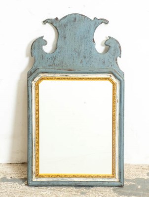 Lot 381 - Blue Painted Chippendale Style Mirror