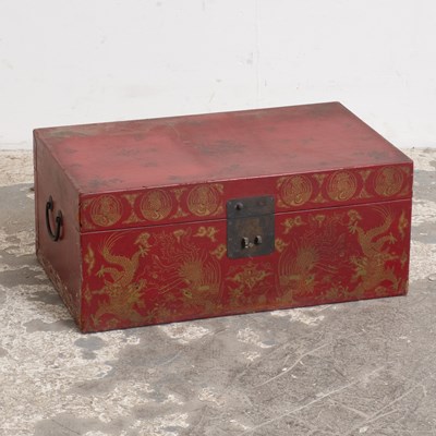 Lot 22 - Chinoiseries Red Trunk