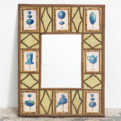 Lot 61 - Faux Bamboo Tile Inlaid Mirror