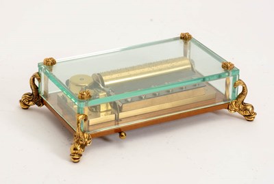 Lot 349 - Swiss Gilt-Bronze Mounted Glass Music Box