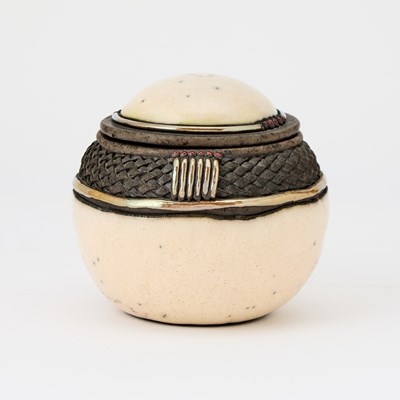 Lot 95 - Candone Wharton Raku Pottery Covered Bowl