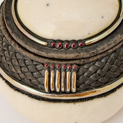 Lot 95 - Candone Wharton Raku Pottery Covered Bowl