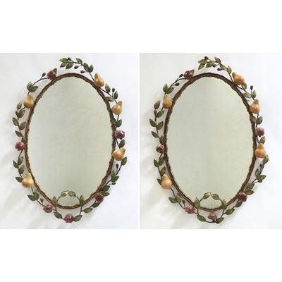 Lot 184 - Pair of Italian Tôle and Painted Wood Mirrors
