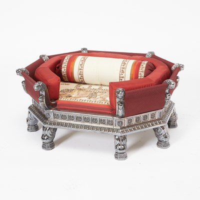 Lot 165 - Anglo-Indian Silvered Metal and Upholstered Dog Bed