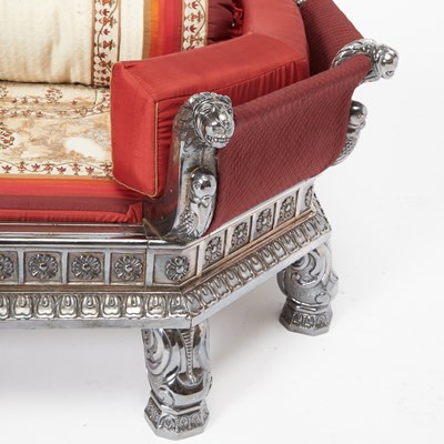 Lot 165 - Anglo-Indian Silvered Metal and Upholstered Dog Bed