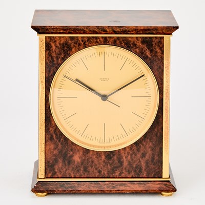 Lot 161 - Hermès Faux Tortoiseshell Painted Brass Desk Clock