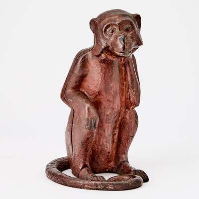 Lot 162 - Red-Painted Cast-Iron Figure of a Monkey
