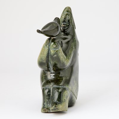 Lot 88 - Inuit Hardstone Figure of a Man with Bird
