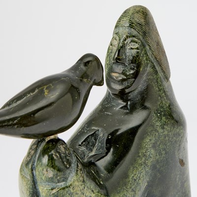 Lot 88 - Inuit Hardstone Figure of a Man with Bird