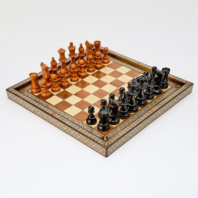 Lot 251 - Anglo-Indian Bone, Box Wood and Fruitwood Inlaid Chess Board