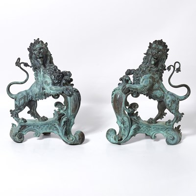 Lot 204 - Pair of North European Patinated Bronze Chenets