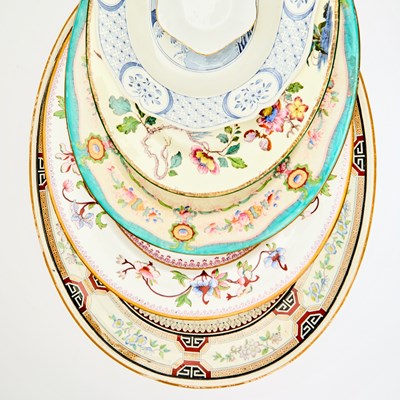 Lot 116 - Five Porcelain and Pottery Oval Platters and Well and Tree Platters