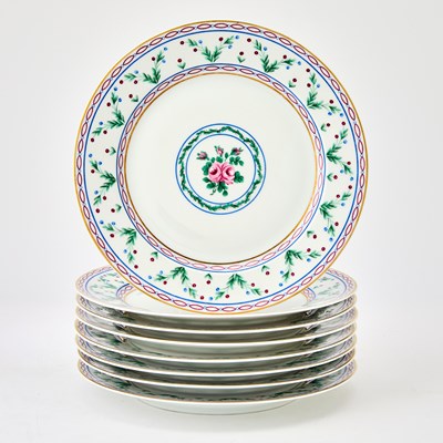Lot 114 - Set of Eight Bernardaud Porcelain "Pompadour" Pattern Dessert Plates