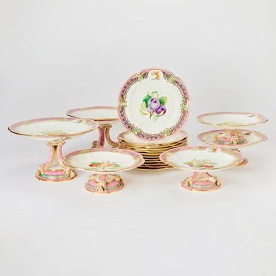 Lot 235 - Paris Porcelain Pink and Gilt-Ground Partial Dessert Service