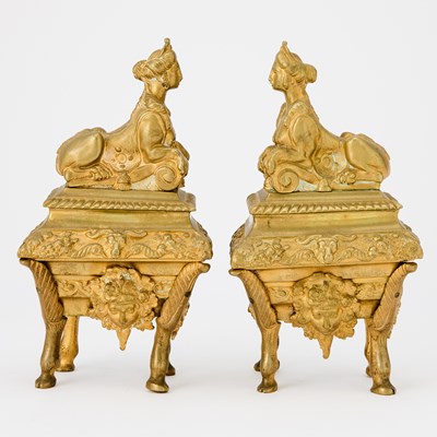 Lot 214 - Pair of Regènce Style Gilt-Bronze Chenets