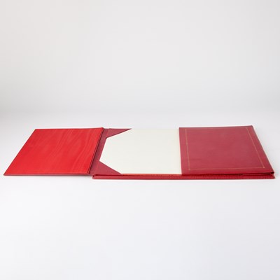 Lot 93 - Smythson Gilt-Tooled Red Leather Desk Accessories