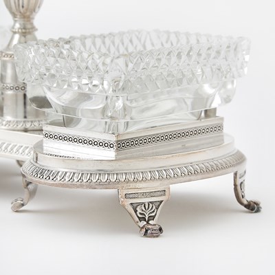 Lot 56 - Pair of French Empire Silver and Cut Glass Double Salt Cellars