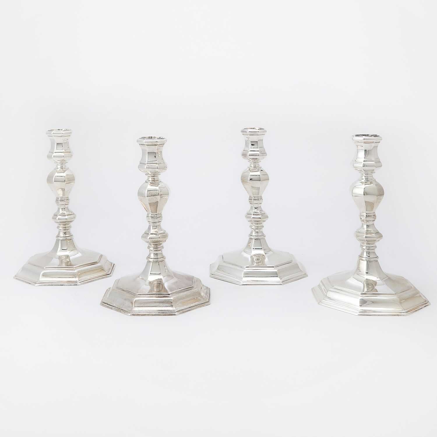 Lot 53 - Set of Four English Sterling Silver Candlesticks