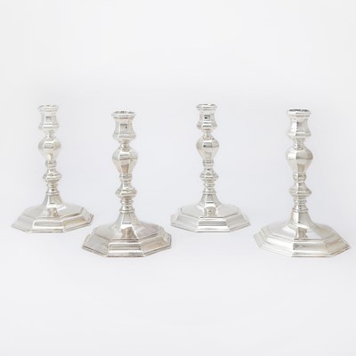 Lot 53 - Set of Four English Sterling Silver Candlesticks