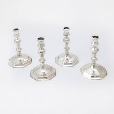 Lot 53 - Set of Four English Sterling Silver Candlesticks