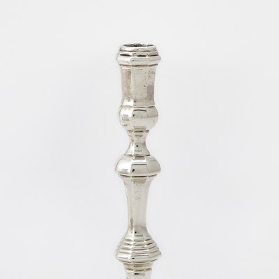 Lot 63 - Pair of English Sterling Silver Tapersticks and Two Tiffany & Co. Sterling Silver Table Bells