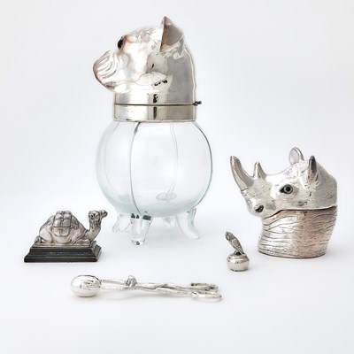 Lot 61 - Group of Sterling Silver and Silver Plated Novelty Table Articles