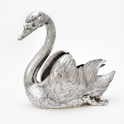 Lot 60 - Continental Silver Swan Form Jardinière
