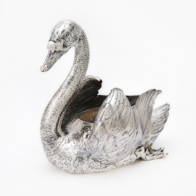 Lot 60 - Continental Silver Swan Form Jardinière
