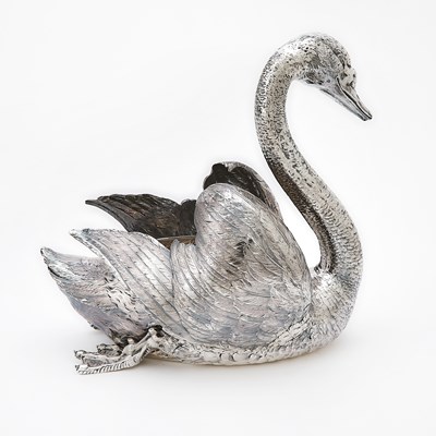 Lot 60 - Continental Silver Swan Form Jardinière