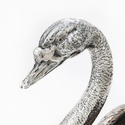 Lot 60 - Continental Silver Swan Form Jardinière