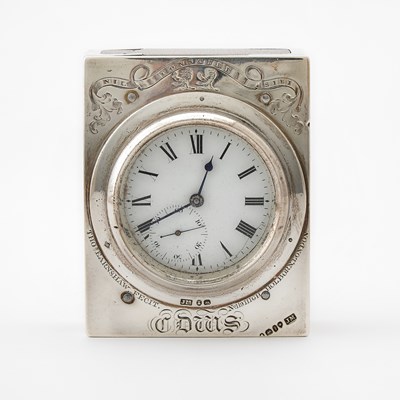 Lot 46 - George IV Sterling Silver Mounted Walnut Desk Clock