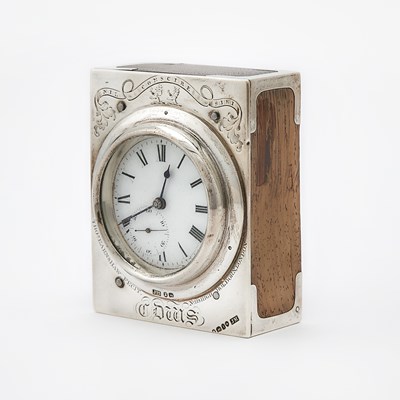 Lot 46 - George IV Sterling Silver Mounted Walnut Desk Clock