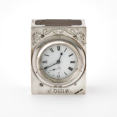 Lot 46 - George IV Sterling Silver Mounted Walnut Desk Clock