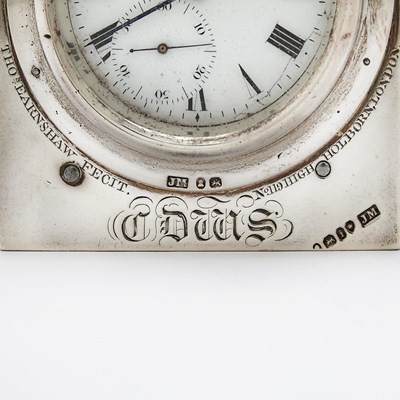 Lot 46 - George IV Sterling Silver Mounted Walnut Desk Clock