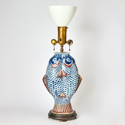 Lot 66 - Chinese Glazed Porcelain ‘Twin Fishes’ Vase