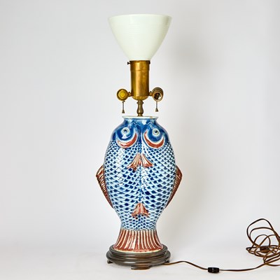 Lot 66 - Chinese Glazed Porcelain ‘Twin Fishes’ Vase