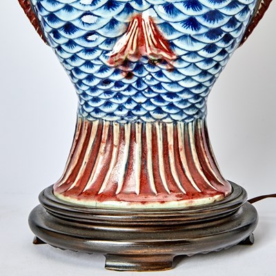 Lot 66 - Chinese Glazed Porcelain ‘Twin Fishes’ Vase