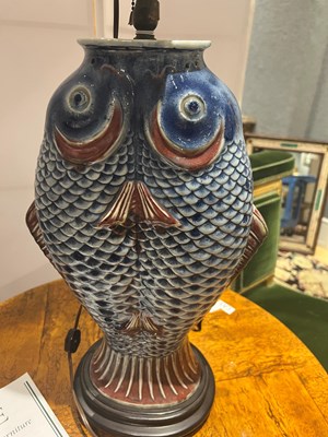 Lot 66 - Chinese Glazed Porcelain ‘Twin Fishes’ Vase